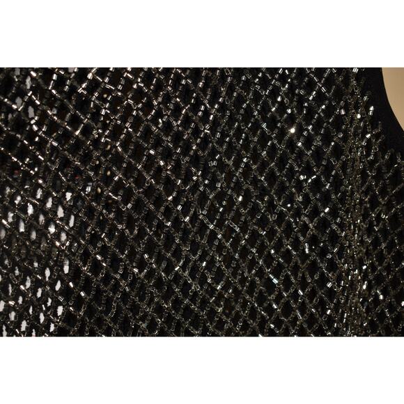 ASOS NEW $49 Black Silver Beaded Scoop Neck Tank Top Heavy US‎ Size 12 - Picture 3 of 4